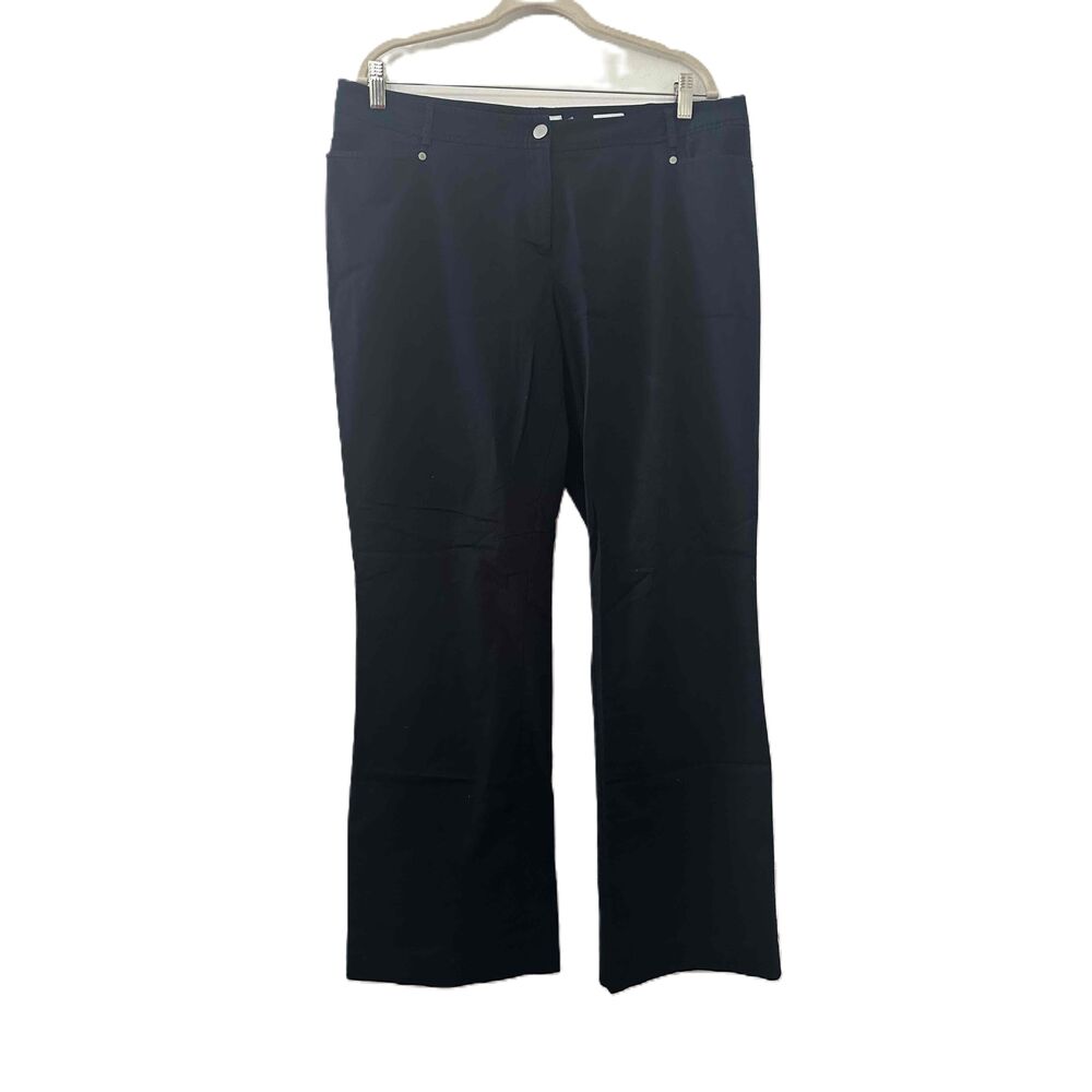 Calvin Klein Pants Women Size 14 Navy Blue Career Casual Wide Leg Stretch Pocket